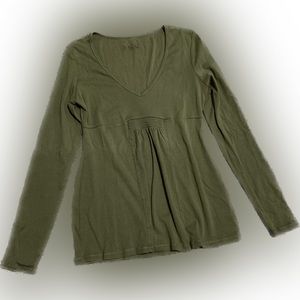 VS Victoria’s Secret Tee Shop Green V-Neck Tunic Top Long Sleeves Women’s S/M